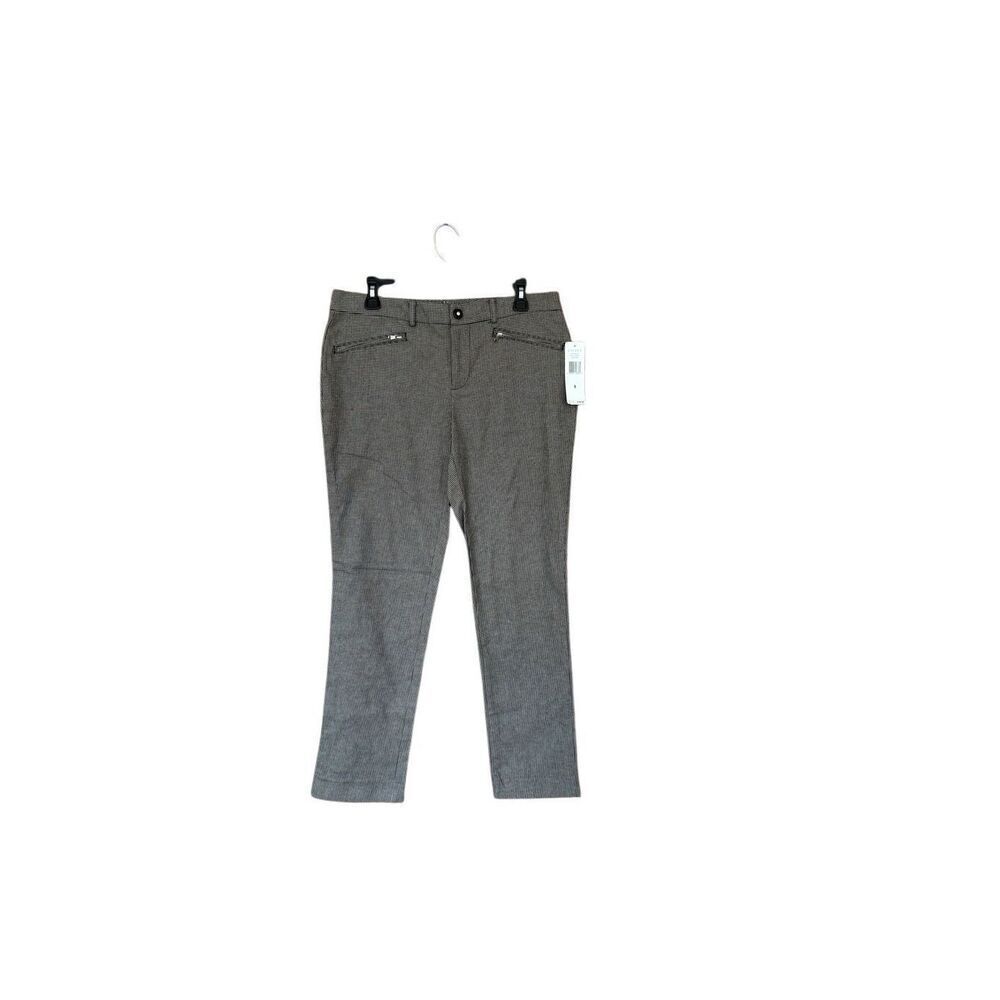 NWT Lauren Ralph Lauren Womens Black Cream Houndstooth Trouser Pants Size 8